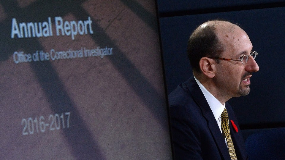 A photograph of Correctional Investigator, Ivan Zinger, next to an image of the cover of the Annual Report of the Correctional Investigator, 2016-2017